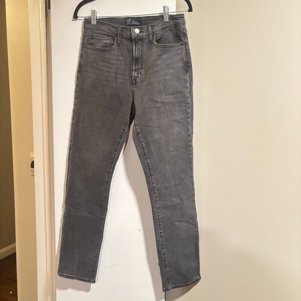 Gap Denim High Rise Vintage Slim Women Black Wash Stretch Straight Leg Jean - Picture 10 of 11